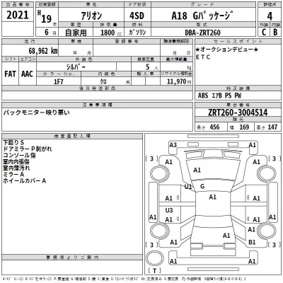 Toyota ALLION  с аукциона в Японии