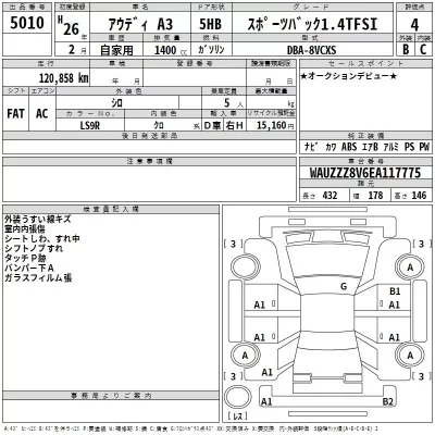 Audi A3  с аукциона в Японии