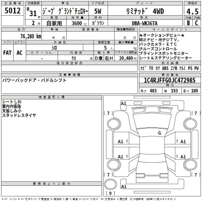 Chrysler JEEP GRAND CHEROKEE  с аукциона в Японии