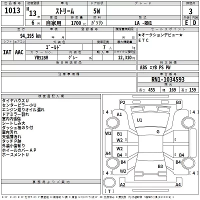 Honda STREAM  с аукциона в Японии