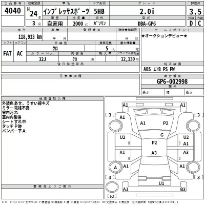 Subaru IMPREZA  с аукциона в Японии
