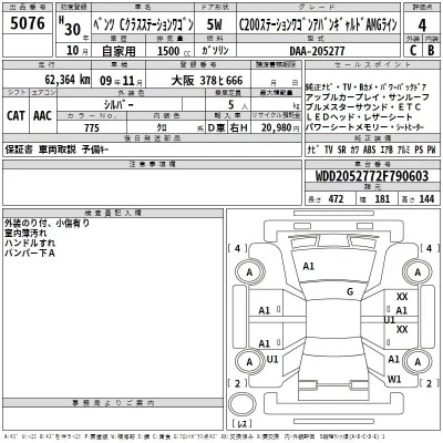 Mercedes-Benz C CLASS WAGON  с аукциона в Японии