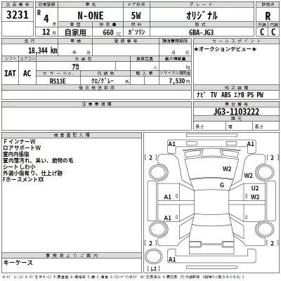 Honda N ONE  с аукциона в Японии