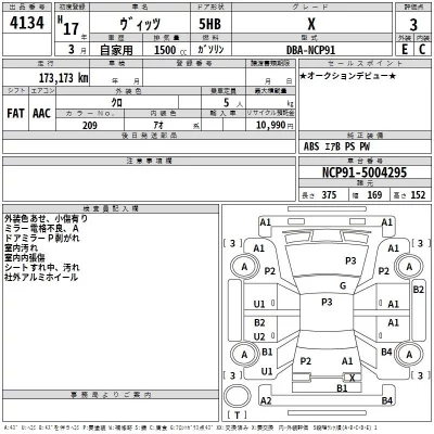 Toyota VITZ  с аукциона в Японии