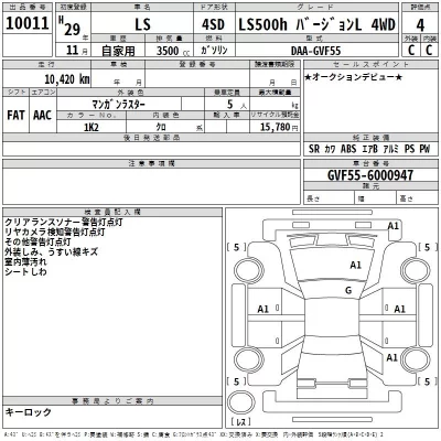 Lexus LS  с аукциона в Японии