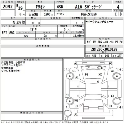 Toyota ALLION  с аукциона в Японии