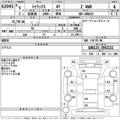 Toyota HILUX  с аукциона в Японии