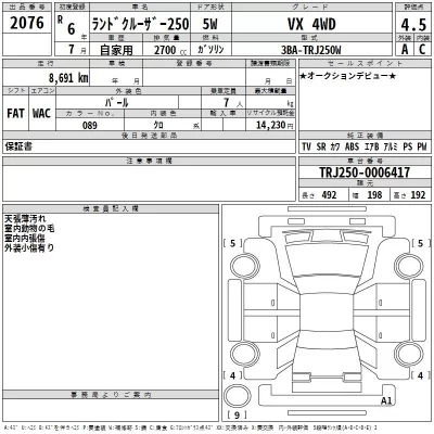 Toyota LAND CRUISER  с аукциона в Японии