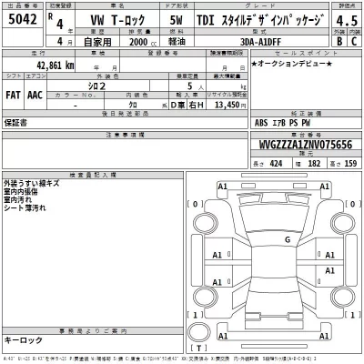 Volkswagen T-ROC  с аукциона в Японии