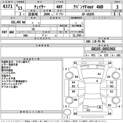 Toyota CHASER  с аукциона в Японии