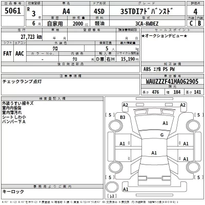 Audi A4  с аукциона в Японии