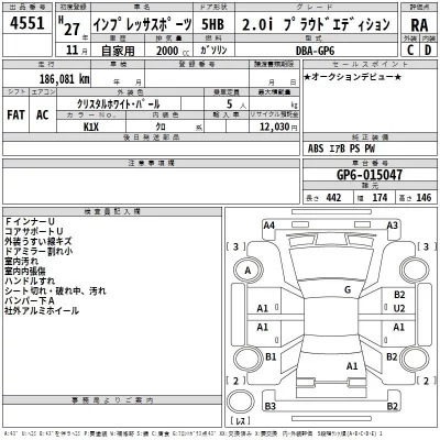 Subaru IMPREZA  с аукциона в Японии
