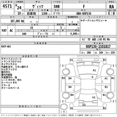 Toyota VITZ  с аукциона в Японии