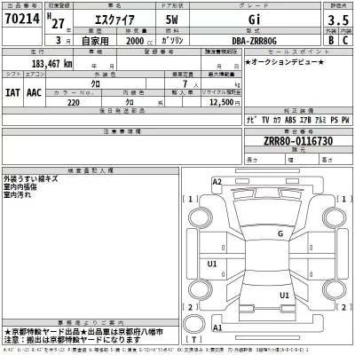 Toyota ESQUIRE  с аукциона в Японии