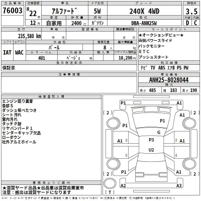 Toyota ALPHARD  с аукциона в Японии