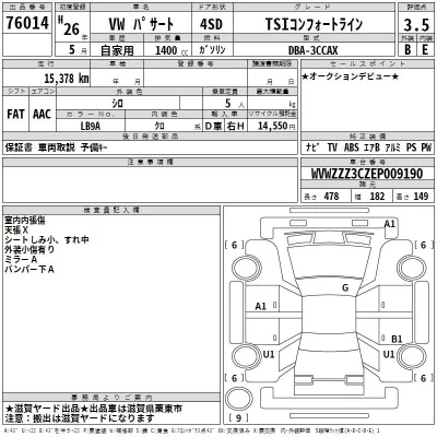 Volkswagen PASSAT  с аукциона в Японии