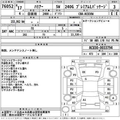 Toyota HARRIER  с аукциона в Японии