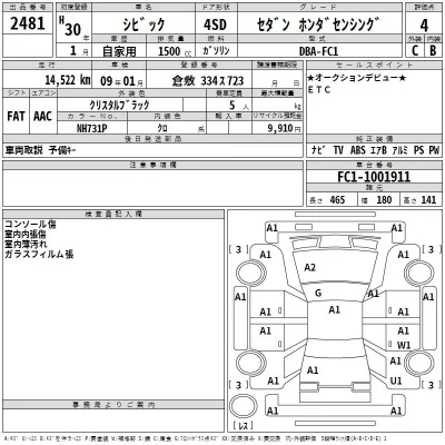 Honda CIVIC  с аукциона в Японии