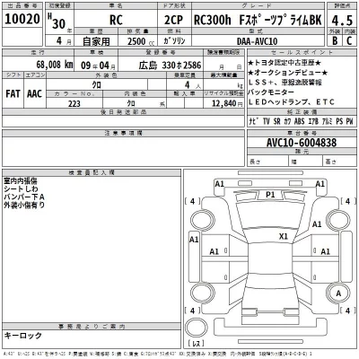 Lexus RC  с аукциона в Японии