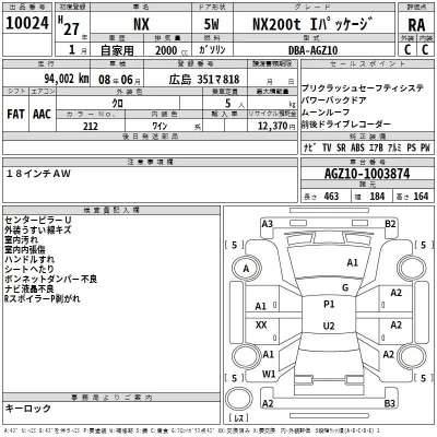 Lexus NX  с аукциона в Японии