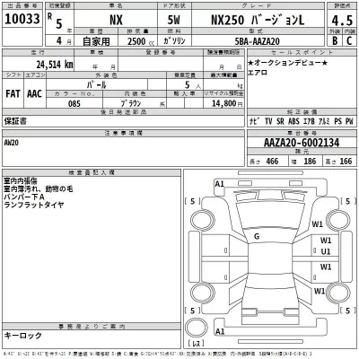 Lexus NX  с аукциона в Японии