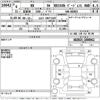 Lexus NX  с аукциона в Японии