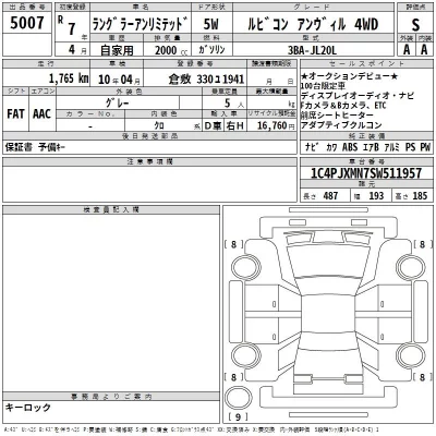 Chrysler JEEP WRANGLER  с аукциона в Японии