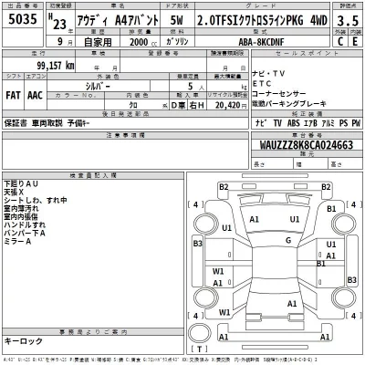 Audi A4  с аукциона в Японии