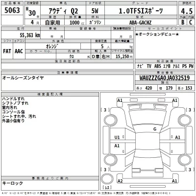Audi Q2  с аукциона в Японии