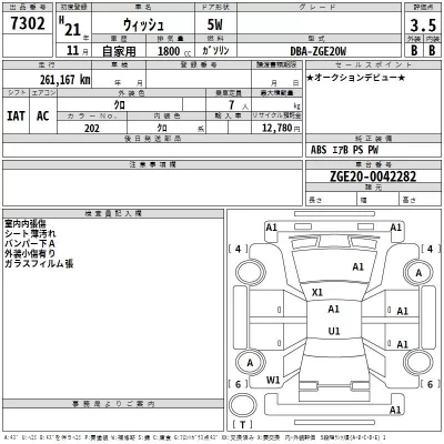 Toyota WISH  с аукциона в Японии