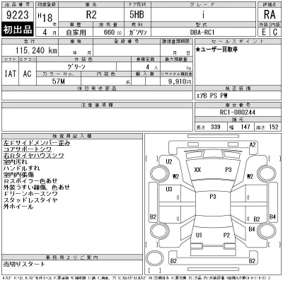 Subaru R2  с аукциона в Японии