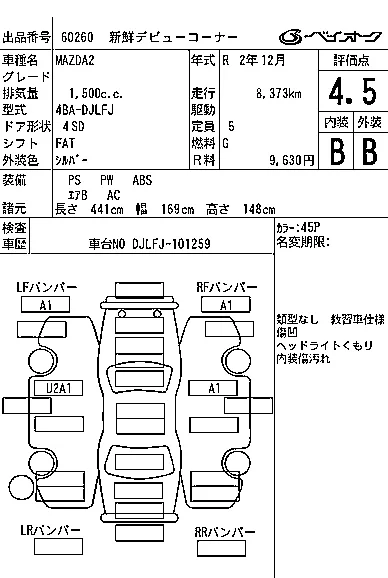 Mazda MAZDA2  с аукциона в Японии