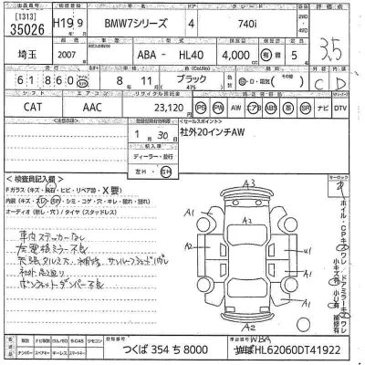 BMW 7-Series  с аукциона в Японии