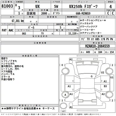 Lexus UX  с аукциона в Японии