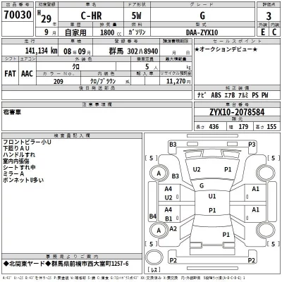 Toyota C-HR  с аукциона в Японии