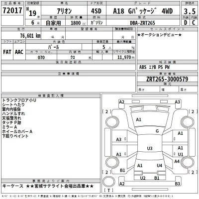 Toyota ALLION  с аукциона в Японии