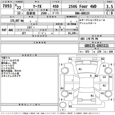 Toyota MARK X  с аукциона в Японии