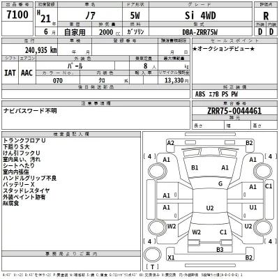 Toyota NOAH  с аукциона в Японии