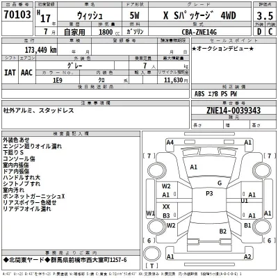 Toyota WISH  с аукциона в Японии