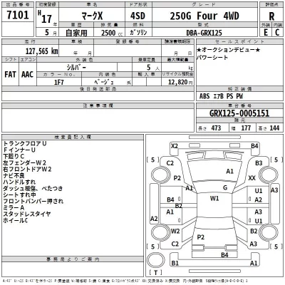 Toyota MARK X  с аукциона в Японии