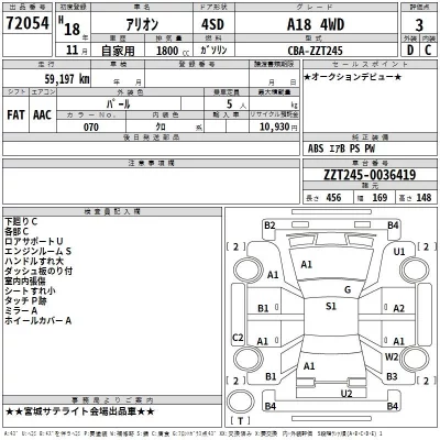 Toyota ALLION  с аукциона в Японии