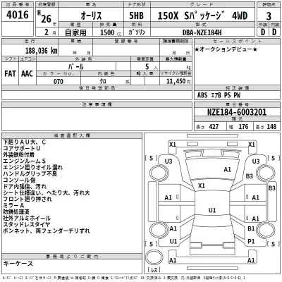 Toyota AURIS  с аукциона в Японии