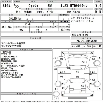Toyota WISH  с аукциона в Японии