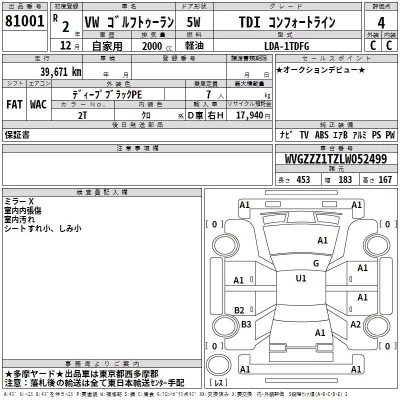 Volkswagen GOLF TOURAN  с аукциона в Японии