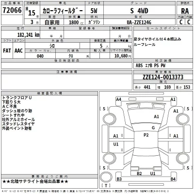 Toyota COROLLA FIELDER  с аукциона в Японии