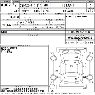 Volkswagen POLO  с аукциона в Японии