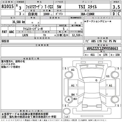 Volkswagen T-CROSS  с аукциона в Японии