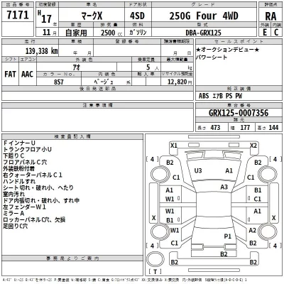 Toyota MARK X  с аукциона в Японии