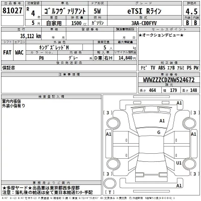 Volkswagen GOLF VARIANT  с аукциона в Японии