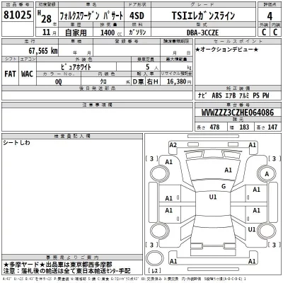 Volkswagen PASSAT  с аукциона в Японии